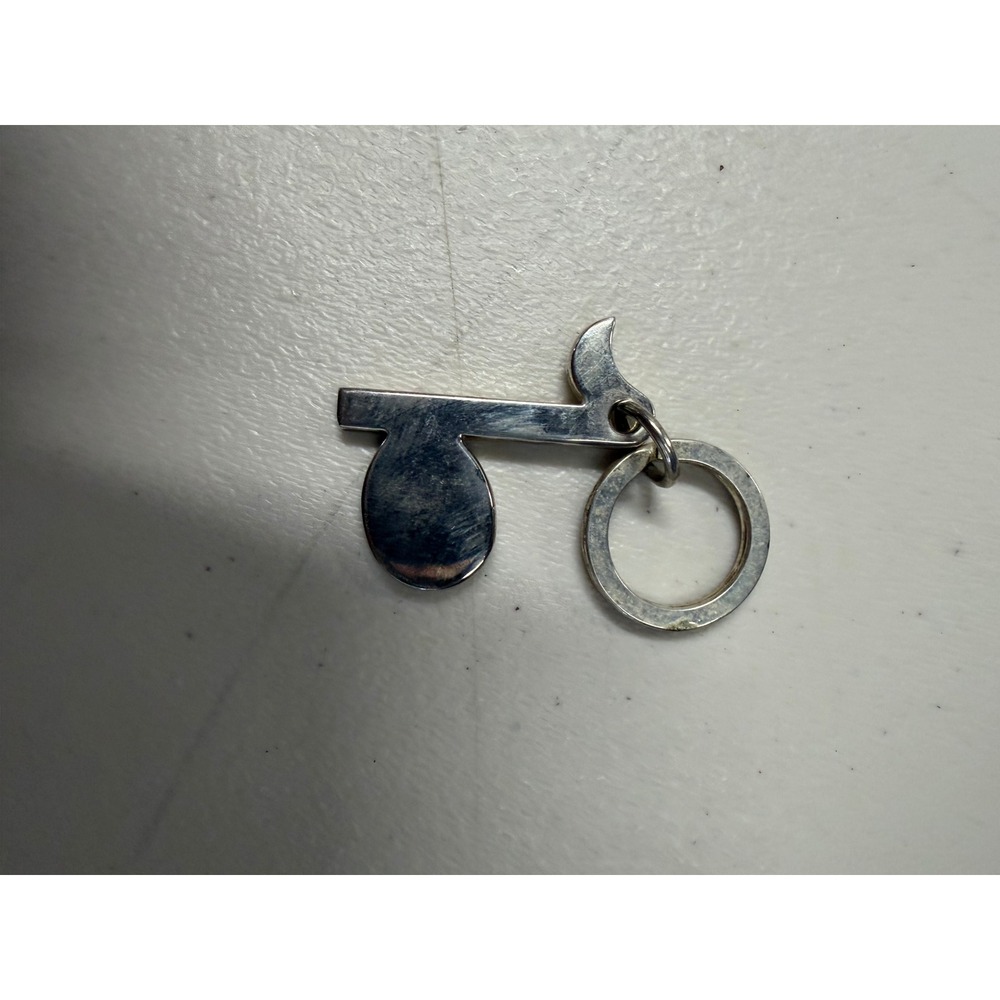 Vintage Music Note Keychain Silver Tone Eighthβ Note Musician Gift Key Ring